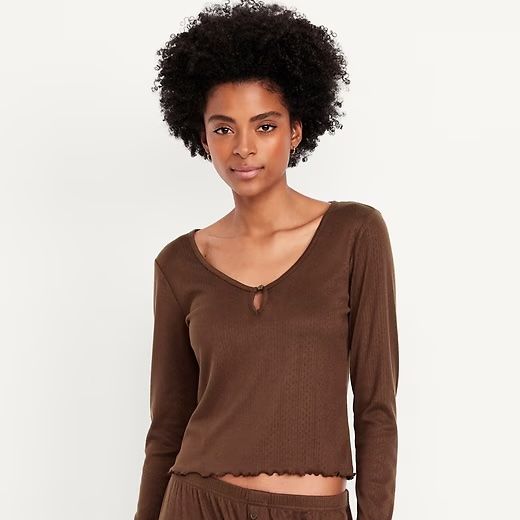 Old Navy Cozy Lettuce-Edge Pajama Top