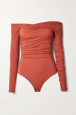 Alix NYC Leona Cold-Shoulder Stretch-Jersey Thong Bodysuit