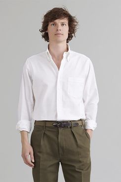 Drake’s White Oxford Cotton Cloth Button-Down Shirt