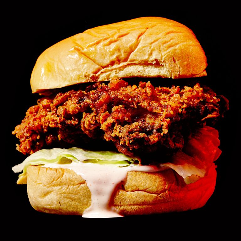 Wilma Jean’s Fried Chicken Sandwich  $7; 345 Smith St., nr. Carroll St., Carroll Gardens; 718-422-0444  Robert Newton’s buttermilk-battered deep-fried chicken-thigh with iceberg lettuce and buttermilk dressing on a griddled Martin’s potato roll is pretty much perfect in every way — size, balance, proportion, contrasting flavors and textures. But go ahead and get it with the housemade pimento cheese ($2) if you like.