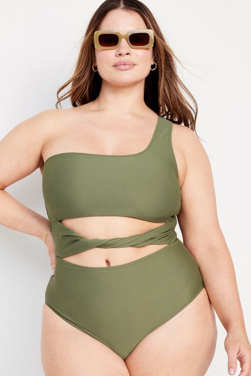 Old Navy Twist-Front One-Shoulder Swimsuit