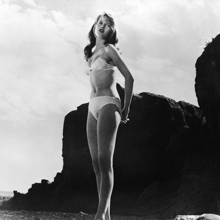 Brigitte Bardot in a still from the film The Girl in the Bikini, 1958. 
