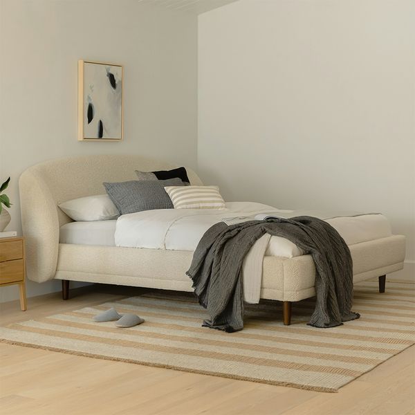 Article Kayra Upholstered Bed - Ivory Bouclé, Queen
