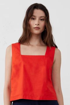 Banana Republic Factory Linen-Blend Square-Neck Top