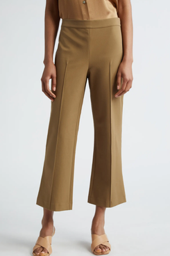 Vince Pintuck Crop Flare Cotton Blend Pants