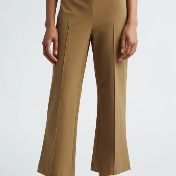 Vince Pintuck Crop Flare Cotton Blend Pants