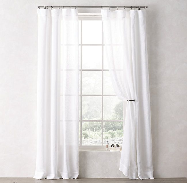 Dove Grey RYB HOME Linen Sheer Curtains for Kitchen Privacy Window Curtains for Home Office 2 Pieces 52 x 45 Each Panel Casual Wave Texture Semi Sheer Curtains for Bedroom / Bath