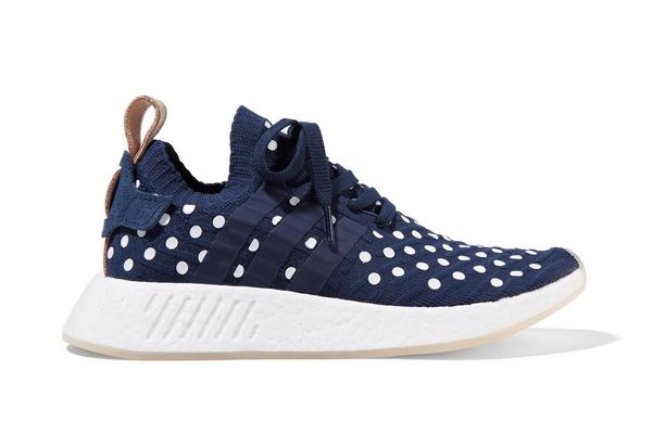 Adidas NMD R2 Leather-Trimmed Polka-Dot Primeknit Sneakers
