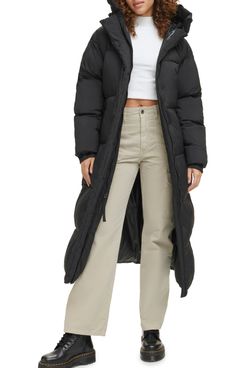 Levi's Side Zip Hooded Maxi Puffer Jacket