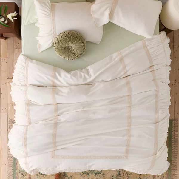 Urban Outfitters Cali Dream Boho Ruffle Cotton Gauze Duvet Cover