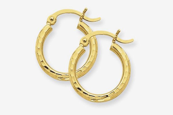 Primal Gold 14kt Yellow Gold Diamond-Cut 2mm Round Tube Hoop Earrings