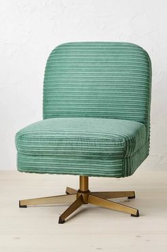 Opalhouse Designed with Jungalow Spaulding Channel Velvet Accent Swivel Chair with Brass Base Green