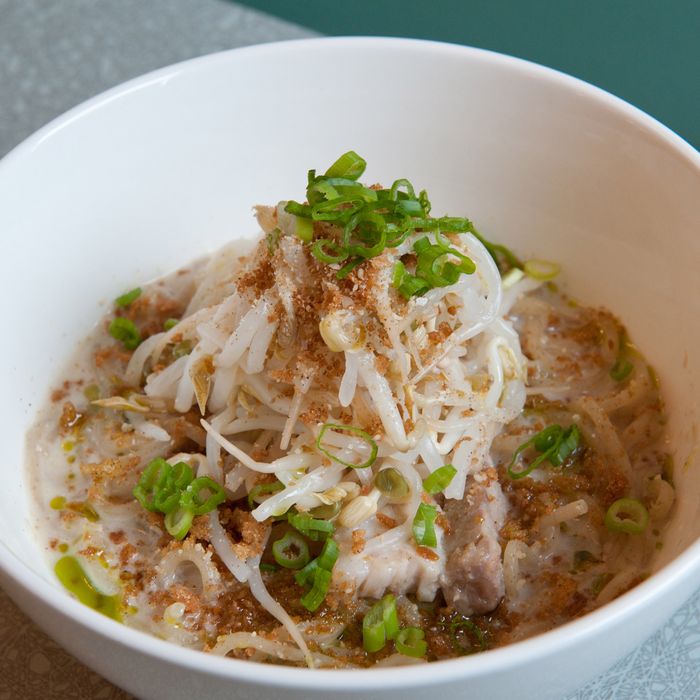 Whole-wheat noodles, pickled bean sprouts, and four-cheese mazemen.