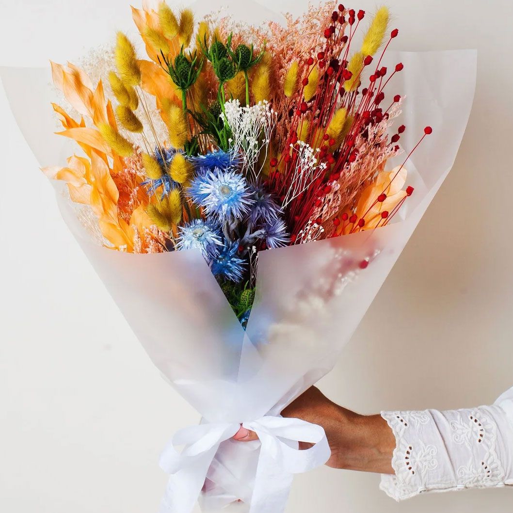 DIY Dried Flower Wrap Bouquet - Natural Colors - E's Florals