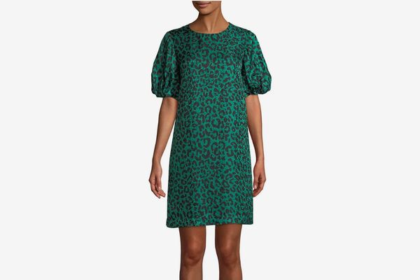 Milly Melinda Short-Sleeve Leopard-Print Silk Shift Dress