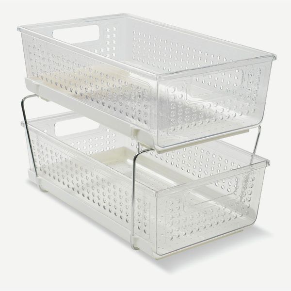 Madesmart Cabinet Storage Basket with 2 Levels and White Base