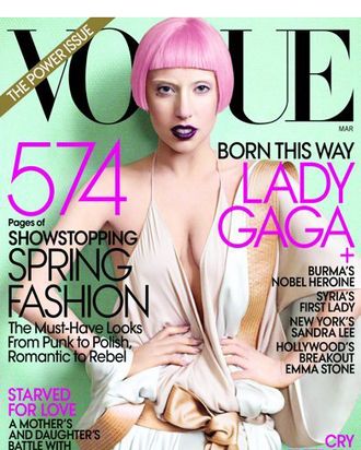 Lady Gaga's first <em>Vogue</em> cover, shot by Mario Testino.