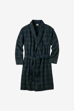 L.L.Bean Men’s Scotch Plaid Flannel Robe - Black Watch Tartan