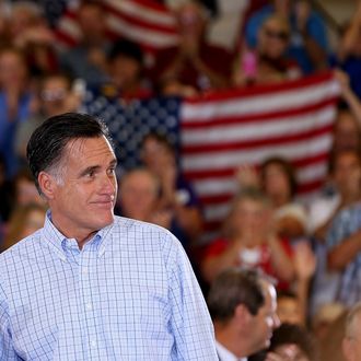 GOLDEN, CO - AUGUST 02: Republican presidential candidate and former Massachusetts Gov. Mitt Romney speaks during campaign event at the Jefferson County Fairgrounds on August 2, 2012 in Golden, Colorado. One day after returning from a six-day overseas trip to England, Israel and Poland, Mitt Romney is campaigning in Colorado before heading to Nevada. (Photo by Justin Sullivan/Getty Images)