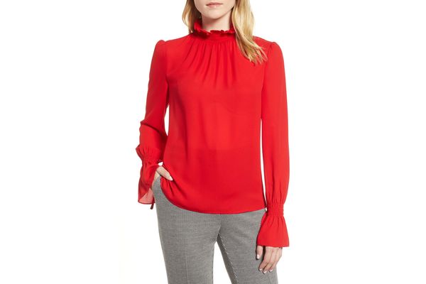 Vince Camuto Smocked Neck Blouse