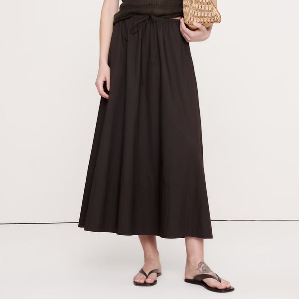 Banana Republic Cotton Poplin Drawstring Maxi Skirt