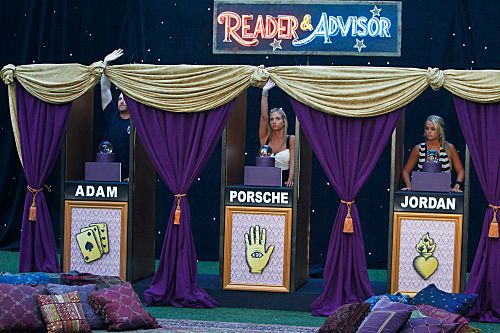 The Big Brother Houseguests compete in the “BB Fortune Teller" Head of Household competition which aired during the broadcast on Wednesday, September 7.
Photo: Cliff Lipson/CBS
?2011 CBS Broadcasting, Inc. All Rights Reserved.