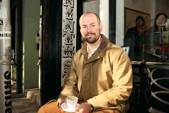 Meehan, waking up at Ninth Street Espresso.