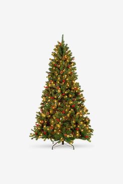 Best Choice Products Pre-Lit Pre-Decorated Spruce Artificial Christmas Tree with Pinecones and Berries, 7.5ft