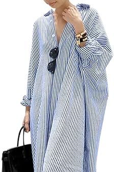 Chouyatou Women’s Striped Maxi Shirt Dress