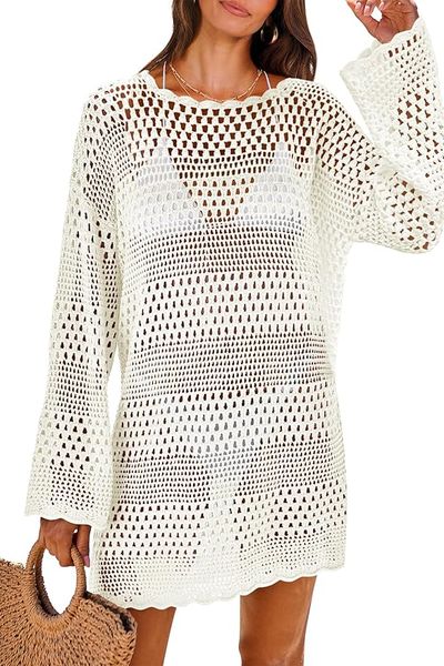 beach cover up dresses amazon ANRABESS Women Swimsuit Crochet Swim knee mini length create LTP1733, Unique Black Girl Size:UK4 - (US0) Gatsby slip dress