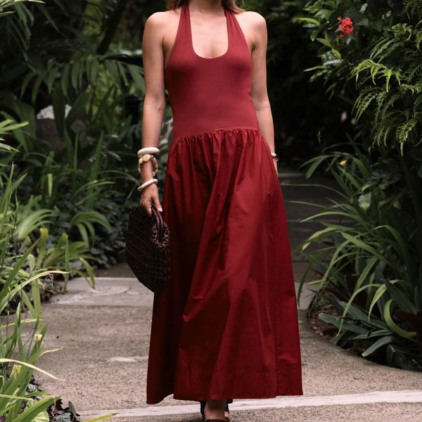 Ever New Margot Mixed Media Halter Neck Dress