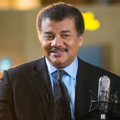 Neil deGrasse Tyson on the set of his new talk show series “StarTalk” filmed with a live studio audience in the Hayden Planetarium at the American Museum of Natural History. “Star Talk” premieres on National Geographic Channel in April.(photo credit: National Geographic Channels/Scott Gries)