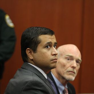 SANFORD, FL- JUNE 29: George Zimmerman sits in a Seminole County courtroom during his bond hearing on June 29, 2012 in Sanford, Florida. Zimmerman is charged with second degree murder in the shooting death of Trayvon Martin. (Photo by Joe Burbank/Orlando Sentinel-Pool/Getty Images)