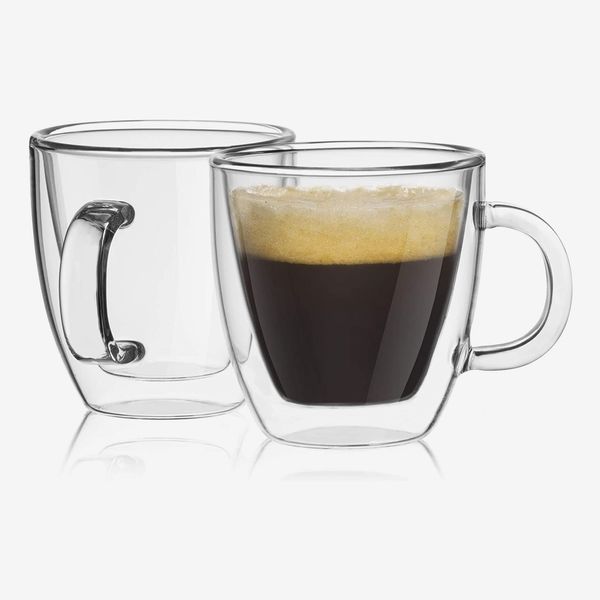 JoyJolt Savor Double-Wall Insulated Glass Espresso Mugs, 2 Pack