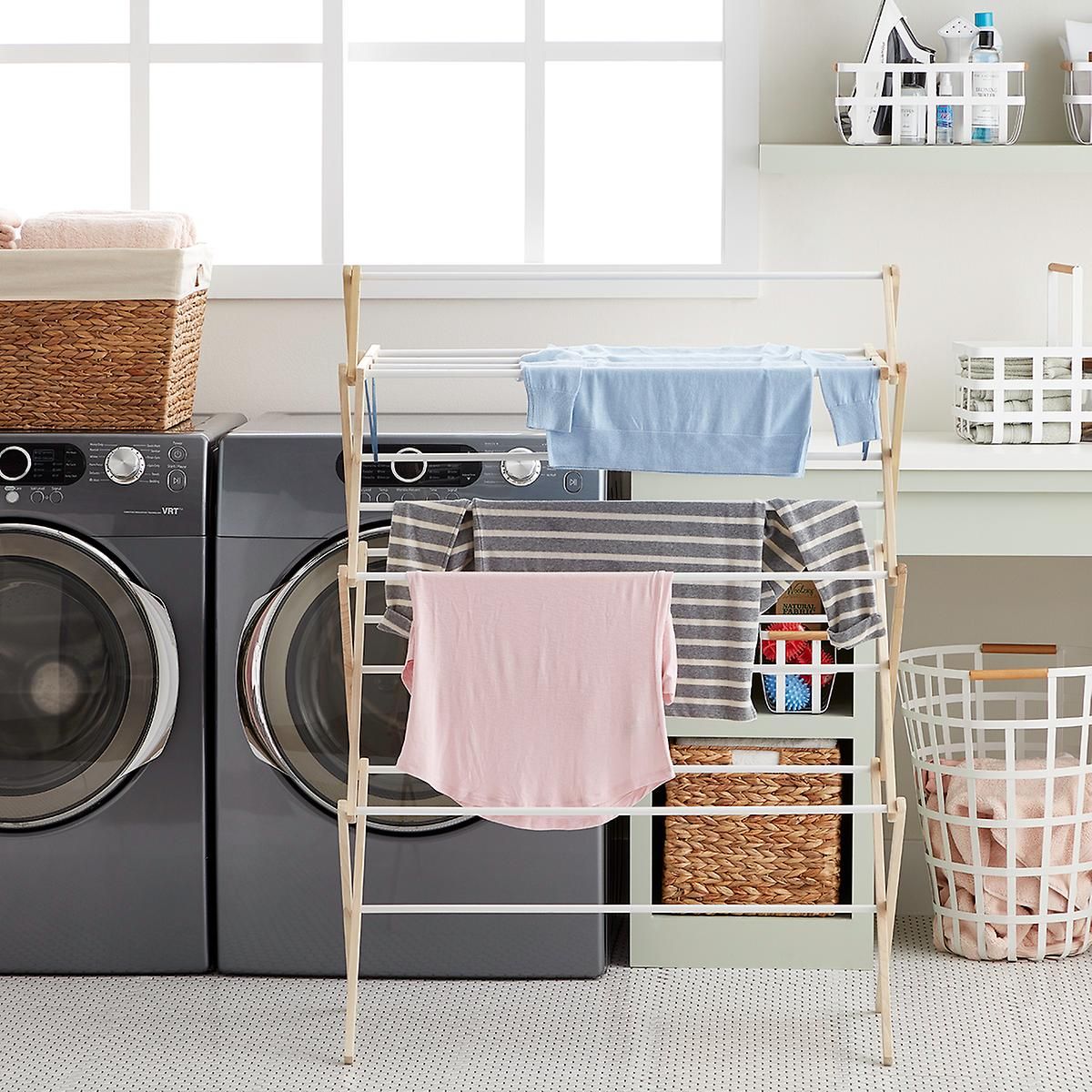 Laundry Retractable Clothes Line Dryer Rack 5-Line Extendable Indoor Outdoor 