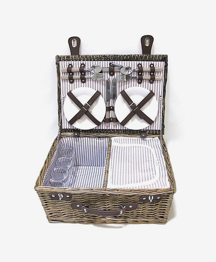 Picnic and Beyond Wooden Picnic Basket For 4 