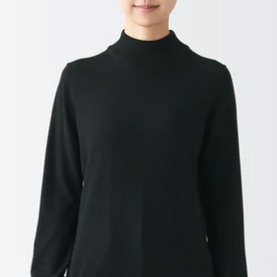 Muji Non-Itchy Washable Ribbed Mock Neck Sweater