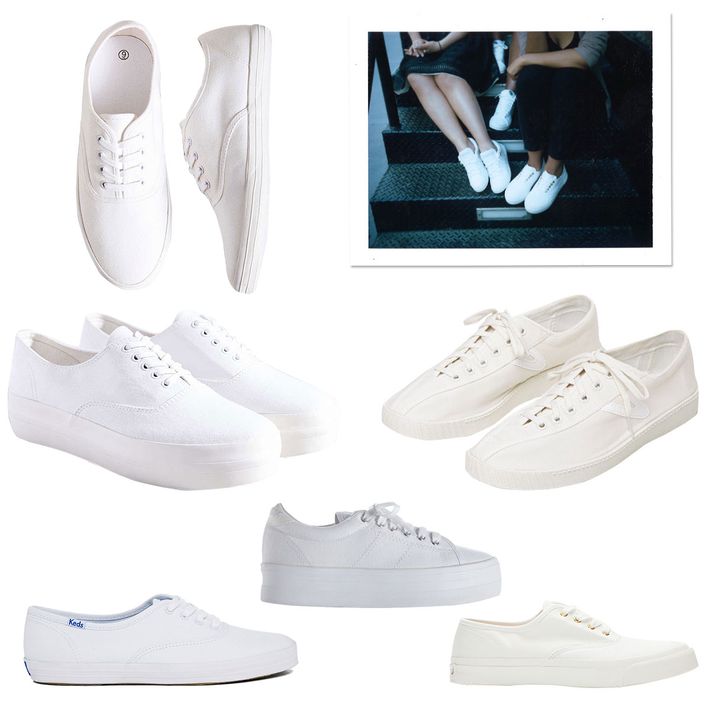 slim white sneakers