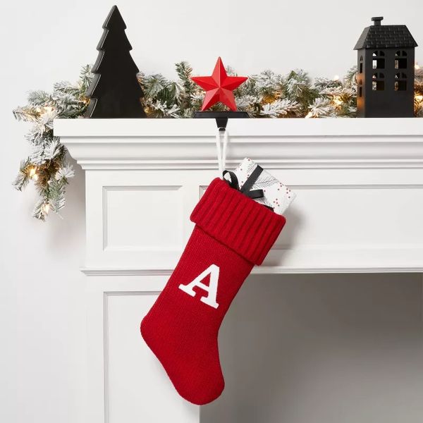 Wondershop Knit Monogram Christmas Stocking Red