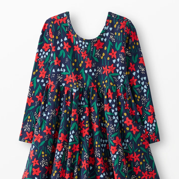Hanna Andersson Holiday Long Sleeve Skater Dress with Pockets