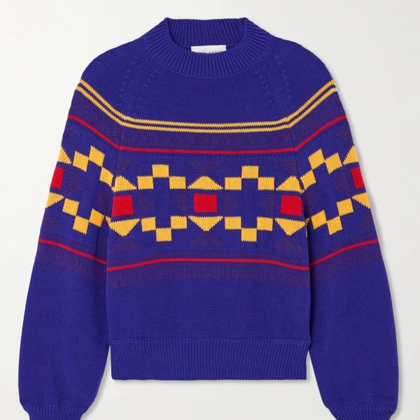 High Sport Lara Intarsia-Knit Cotton-Blend Sweater