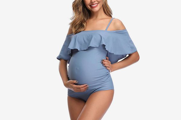 WUAI Womens Maternity Tankini Swimsuit Polka Dots Printed Tops Bottoms Two Piece Pregnancy Swimwear