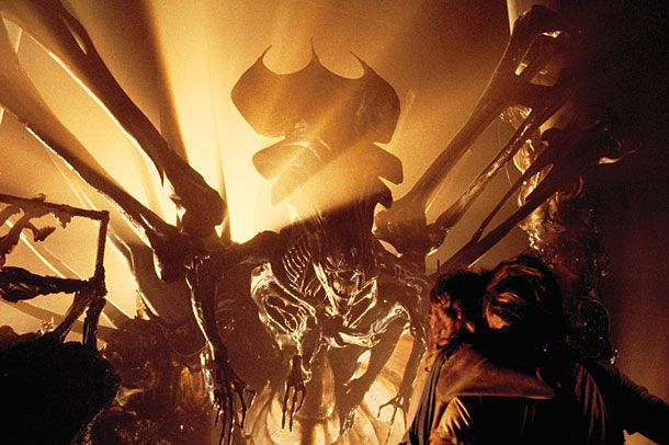 19. Giger did not work on the sequel, and Cameron and visual-effects supervisor Stan Winston made several changes to the basic Alien design.
&nbsp;
20. Winston's Aliens had three "fingers," as opposed to the original model's six-finger hands.
&nbsp;
21. "The Alien head in the first film was very smooth," said Cameron. "Underneath, it had a skull shape and a ribbed design. Originally it was designed to see that [skull] through a kind of transparent surface in the Giger design. I thought what was underneath was more interesting." So they removed the translucent dome altogether.
&nbsp;
22. The film's facehuggers had longer tails and were (obviously) more mobile than the one we see in the Scott film.
&nbsp;
23. The Alien Queen — as memorable a creation as Giger's initial model — was created entirely by Winston and his team. The fourteen-foot beast was a combination of a miniature, a rod puppet, a hyrdraulic head and neck, a face operated by cables, and a body supported by a crane.
&nbsp;
24. Since there were so many Aliens in this film (as opposed to the single creature from the previous), Cameron decided not to make full suits. Instead, he and Winston had actors dress in black unitards and wear Alien-suit tops. Creative camera angles, lighting and quick cuts hid the lack of Alien bottoms.
