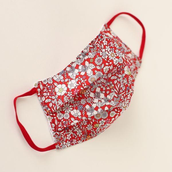 Liberty June's Meadow - Red - Reusable Washable 100% Cotton Face Mask
