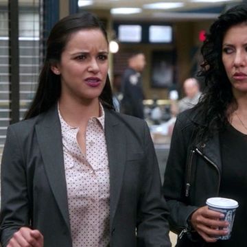 Diaz (Stephanie Beatriz) wears a lot of leather because that's how we'll know she's tough!