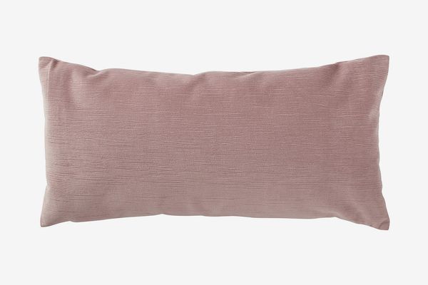 Rivet Velvet Texture Striated Pillow, 12” x 24”, Mauve