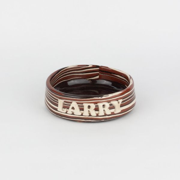 Henry Holland Studio Personalised Small Pet Bowl - Terracotta, Brown and White