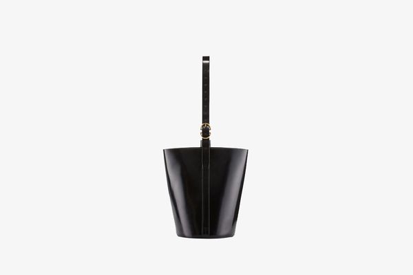 Trademark structured Leather Bucket Bag