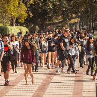 Student walking on Campus