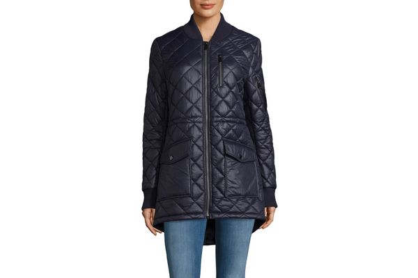 French Connection Zip Stand Collar Quilted Coat